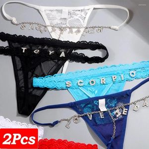 Kadın Panties 2pcs Özel Adı Thong Seksi Kadınlar Şeffaf G-String Vücut Zinciri Kişiselleştirilmiş iç çamaşırı mücevher iç çamaşırı bikini hediyesi