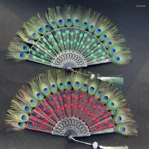 Dekoratif Figürinler Dövüş Sanatları İlham Peacock Tüy Katlanır Fan Pullu ve Nakış İdeal Hediye