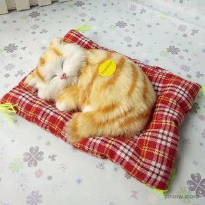 Eylem oyuncak figürleri taklit kedi figürinler sevimli kedi yavrusu doldurulmuş peluş oyuncaklar uyuyan kedi minyatürleri araba süsleri ev dekorasyon bezi peluş kedi