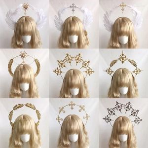 Parti Malzemeleri 2024 Halo Crown Başlık Gotik Lolita KC Headdress Angel Feather Wings Barok Goddess Head Band Accessorie