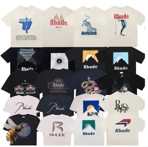 T Shirt Rhude Tişört Tasarımcı Moda Giyim Tees Hip Hop Ayak Papama Uzun Kuyruklu Papağan Baskı High Street Sıradan Çok Yönlü Kısa Kollu Tişört