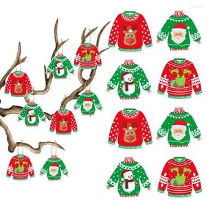 Noel Dekorasyonları 2024 Çirkin Kazak Gericilikler Ev İçin Ağaç Noel Baba Elk Kardan Adam Asma Etiketleri Xmas Süsler