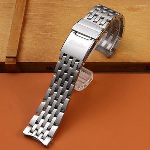 Ремешки для часов 22 мм 24 мм, высококачественный ремешок из нержавеющей стали для Breitling, мужской браслет со скрытой застежкой и логотипом