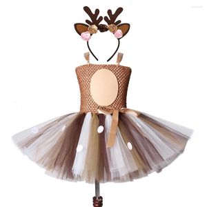 Kız Elbise Geyik Tutu Elbise Headband çocukları ile Noel Cadılar Bayramı Kostüm Bebek Prenses Elk Ren Geyiği Yıl için