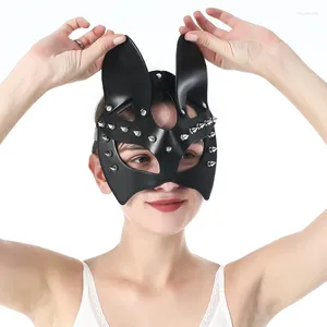 Parti Malzemeleri Uyee Deri Kedi Gözleri Maskeler Punk Seksi Cosplay Bunny Maskesi Kadın Gotik Harness Çift Oyuncu Özel Kostüm