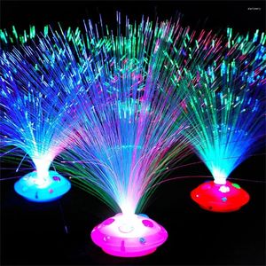 Gece Işıkları Yanıp Sönen Işık Gem Base fiber optik lamba yedi renk parlayan tüm gökyüzü yıldız oyuncak festivali dekoratif lambalar rastgele