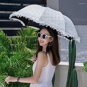 Şemsiye pembe beyaz siyah dantel şemsiye yağmur kadınlar vintage güneşlik güneş uv parasol taşınabilir seyahat kadın prenses düğün paraguas