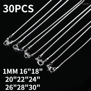 Sagacts 30pcs/lot trend 925 STERLING Gümüş Fine 1mm Yılan Zincirleri Kadınlar İçin Kolyeler Moda Partisi Düğün Takı Set Hediyeler