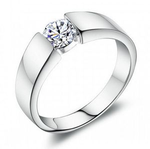 Gioielli classici da uomo e da donna AAA con diamanti alla moda Design in oro bianco riempito con pietre simulate Anelli di fidanzamento per matrimonio per amore Taglia 6 7 8 9