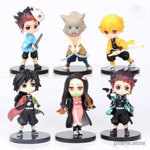 Eylem Oyuncak Figürleri 6pcs/Set Anime Demon Slayer figürü Kimetsu Hayır Yaiba Figür Q Posket Kamado Tanjirou Kamado Nezuko Agatsuma Figür Oyuncakları 7cm