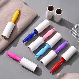 Lint roller fırçaları 100pcs/lot hanehalkı yapışkan tiftik silindir fırça giysileri ve evcil hayvan kaldırma yedek haddeleme kağıdı soyma damlası d dhqku