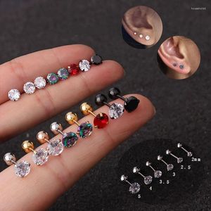 Stud Cüping 1 PC 20G 2-5mm Yuvarlak CZ Kıkırdak Küpe Paslanmaz Çelik Halek Küçük Helix Tragus Kabuklu Kale Kulak Kulak Piercing Mücevherat