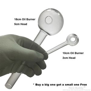 Buy One Get One Free - QuartzPro 18cm Length Thick Pyrex Glass Oil Burner Pipe With 5cm Huge Bubbler Head Bowl Smoke Pipes
