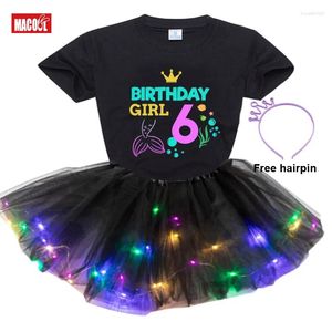 Платья для девочек, комплект-пачка на день рождения, рубашка, детские костюмы, индивидуальное легкое платье, праздничное праздничное блестящее рождественское платье для малышей