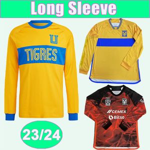 23 24 Мужские футбольные майки Tigres de la UANL GIGNAC N. IBANEZ L. QINONES VIGON Домашние футболки с длинным рукавом, 3-е юбилейное издание, униформа с коротким рукавом