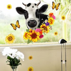 Обои 30 30 см, молочная корова, подсолнух, бабочка, стикер на стену, окно, гостиная, спальня, кабинет, украшение ресторана, Ct4032