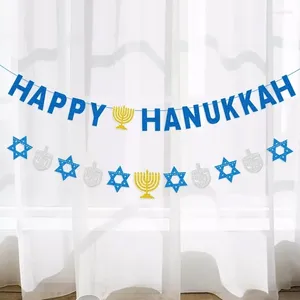 Decoração de festa 3m azul feliz hanukkah banner chanukah papel carta castiçal pendurado guirlanda para férias em casa