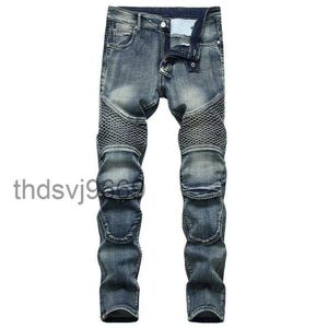 Erkek Jeans Mans Denim Tasarımcı Moto Bisiklet Sonbahar Bahar Punk Rock Street Giyin Binicilik Diz Muhafız Pantolon WDHM