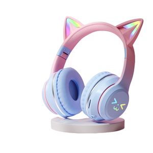 Тип-C RGB световой эффект «кошачьи ушки» Bluetooth-гарнитура повязка на голову Беспроводная гарнитура для мобильного телефона Вызов Градиент цвета Подключаемый кабель Bluetooth Использование карты