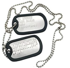 Conjunto militar de etiqueta de cachorro em aço inoxidável, 2 colares personalizados estilo exército com silenciadores de corrente de bola, colares personalizados 240119