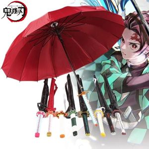 Şemsiye Anime Demon Slayer Katana Uzun Sap Parasol Kimetsu Hayır Yaiba Cosplay Kamado Tanjirou Güneşlik Kılıç