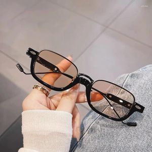 Sonnenbrille, Vintage, halbrandlos, blaues Licht blockierende Brille, für Herren und Damen, Metallrahmen, Schutzbrille, Anti-Unisex-Rechteckbrille