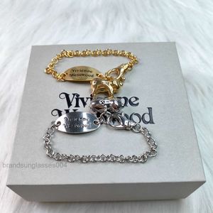 Designer de joias de luxo VivienenWestwoods Satellite Viviane Westwood versão emparelhada da imperatriz viúva Xis Lucky Pig pulseira de placa oval personalizada simples sa