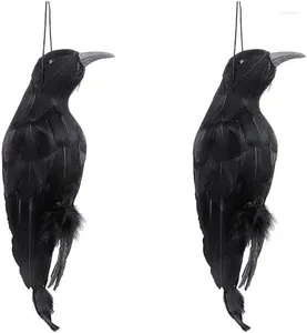 Parti Dekorasyonu Büyük boy gerçekçi asılı ölü karga pervane korkutucu yapay siyah tüy kuş cadılar bayramı kapalı açık