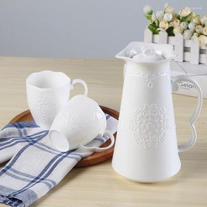 Teware set 3pc set beyaz kabartmalı porselen çay pot. Taza Service A Türkiye Ülke Tarafı Kahve Kupası Su