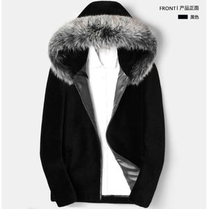 Sahte Kürk Ceket Kısa Erkek Tasarımcı Yakası Kapşonlu Koyun Kesilmiş Moda Sıradan Sıcaklık Kv1o