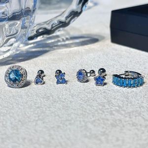 Saplama küpeler 1 adet paslanmaz çelik mavi kristal piercing küpe kadınlar için kıkırdak tragus düğün takı