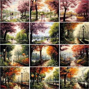 Resimler Chenistory Yağlı Boya Sayılardan Red Şemsiye Demir Kulesi Manzara Resimleri Numara 40x50cm Tuval Ev Dekoru