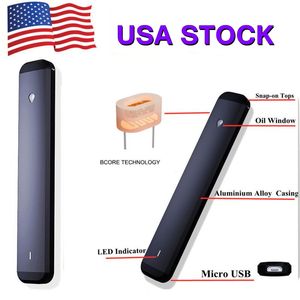 ABD Stok Tek Kullanımlık Vape Kalem 1ml Kartuşlar E-sigara kalın yağ kapsülü Boş Mikro USB bağlantı noktası şarj edilebilir 280mAh Pil Seramik Bobinler Buharlaştırıcı 200pcs/Case