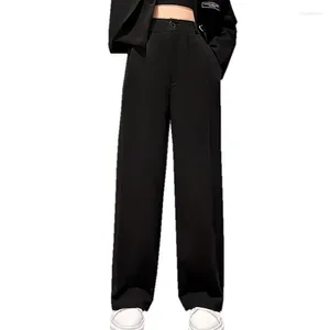 Pantolon genç kızlar siyah blazer pantolon dört mevsim s yüksek bel pamuk uzun Kore moda geniş bacak çocuk kıyafetleri