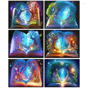 Resimler Gatyztory DIY resim boya sayılarla kitap ağacı el boyalı dekoratif boyama manzarası tuval ev dekorasyon