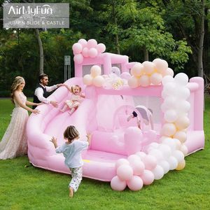 Розовый Bounce House Детский надувной замок для прыжков для пастельных свадебных шезлонгов Распродажа 240127