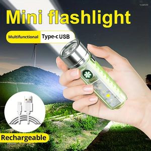 El feneri meşaleler mini şarj edilebilir LED el feneri UV Beyaz Kırmızı Sidelight ve Tail Mıknatıs Floresan Torçu 6 Aydınlatma Modları