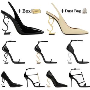 Sandali Tacchi alti Saint Laurent Luxurvs Scarpe firmate tacchi Dress Shoes Donna Tacchi Nero Oro dorato Fondo da sposa con scatola Taglia ysl heels yslheels 【code ：L】