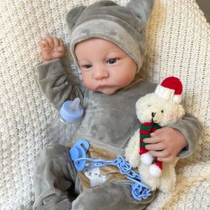 45CM Soft Or Full Body Silicone Vinyl Reborn Levi Awake Boy Girl Doll Premie 3D Skin Tone with Veins Accessories 240129