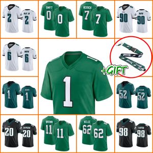 Özel futbol formaları philadelphia''eagles''Men Aj Brown Devonta Smith Jalen Acı Jason Kelce D'Andre Swift Nolan Smith Jr. Brandon Slay Goedert Kadın Gençlik Jersey Jersey