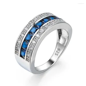 Küme halkaları moda yüzüğü erkekler için kadınlar 925 gümüş mücevher zirkon değerli taş parmak düğün gelin partisi el aksesuarları toptan