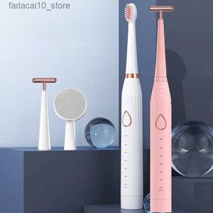 Diş fırçası akıllı sonik elektrik diş fırçası şarj edilebilir usb diş fırçası IPX7 su geçirmez yüz temizlik fırçası masaj aracı Q240202