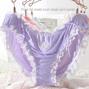 Kadın Panties 45-130kg Büyük Lolita Seksi Dantel Kıvrılmış Nakış Kızları Kız Kızları Buz Yüksek Elastik Öğrenci İç çamaşırı