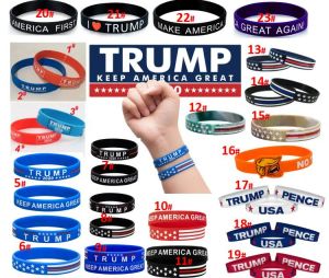 23 Typen Trump machen Amerika großartig wieder Brief Silikon Armband Gummiarmband Trump Anhänger Armband Armbänder Basketballarmband 0202