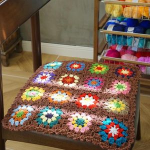 Travesseiro feito à mão cobertor de crochê toalhas de mesa vovó quadrado lance assento decoração de casa almofada tapete 40x40cm