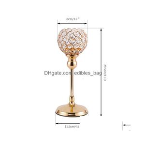 Candle Holders Metal Candlestick Crystal Coffee Dining Table Centerpieces Stand Candlesticks Wedding Christmas Home Decoration Drop Dh7Xh