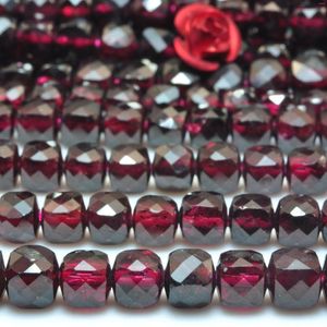 Gevşek taşlar doğal kırmızı garnet yüzlü küp boncuklar toptan mücevher yapımı 15 
