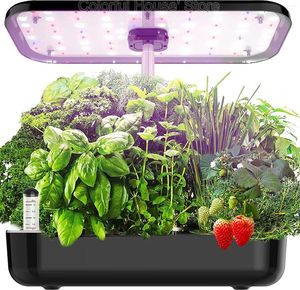 Система выращивания гидропоники с освещением, 12 стручков, стартовый набор для сада с травами в помещении и светодиодной подсветкой, умная сеялка для прорастания