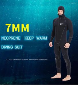 Kadın Mayo 7mm Neopren Yetişkinler Sıcak Tutun Tam Vücut Şnorkelini Tutun Wetsuit Kapüşonlu Tüplü Sörf Su Altındaki Yüzme Yüzme Müfettme Dalış