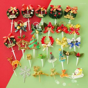 Kek Araçları 50 PCS Noel Topper Çana Çim Çember Ağacı Meyve Tatlı Pasta Pişirme Süslemeleri Malzemeleri